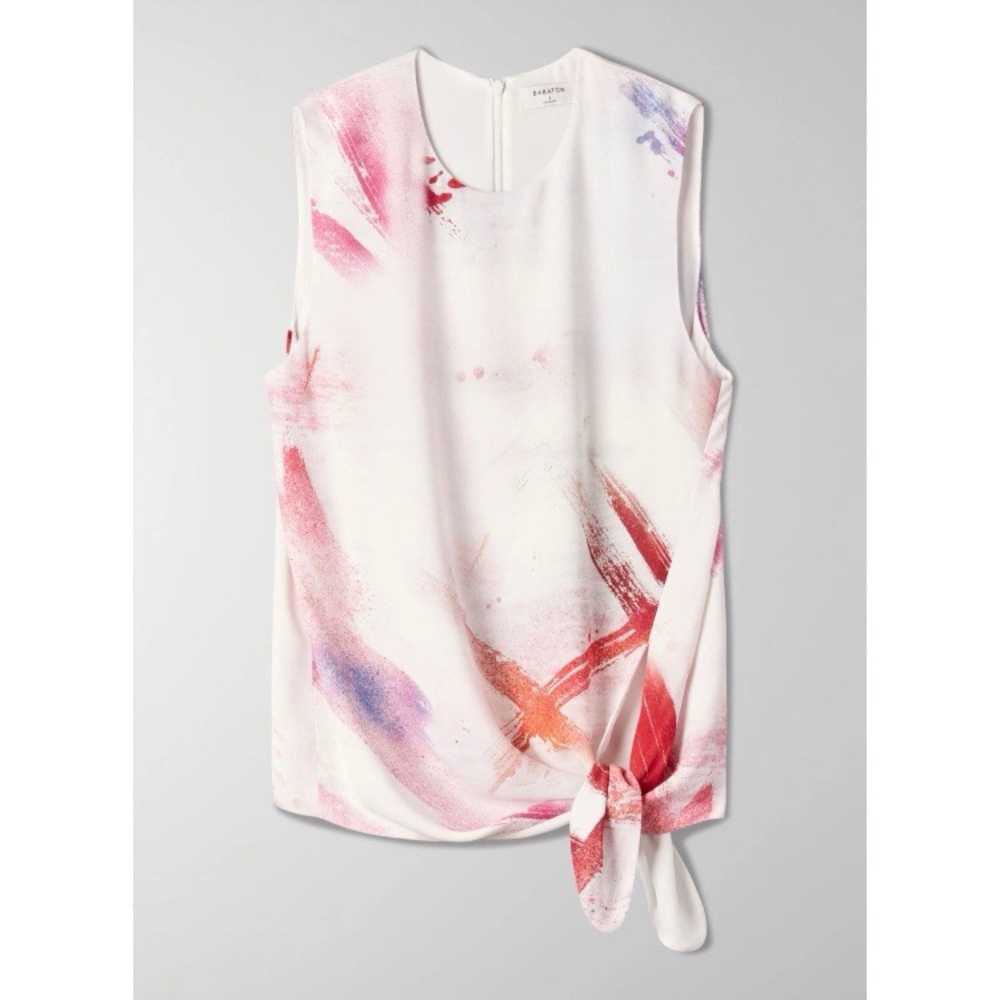 $78 NWOT Aritzia Babaton Hopkins Self-tie Asymmetrical Sleeveless Blouse Size S